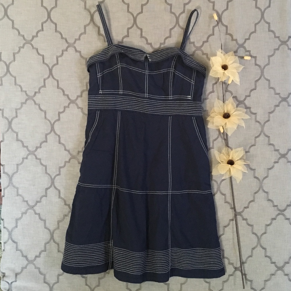 Anthropologie Navy Blue Dress